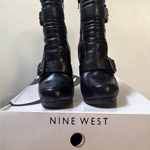 Nine West Black Combat Boots for Women